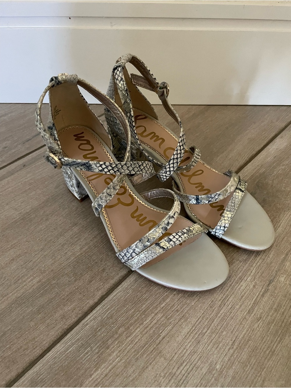 Sam Edelman Snake Print Chunky Block Heel Sandals Women’s Size 8
